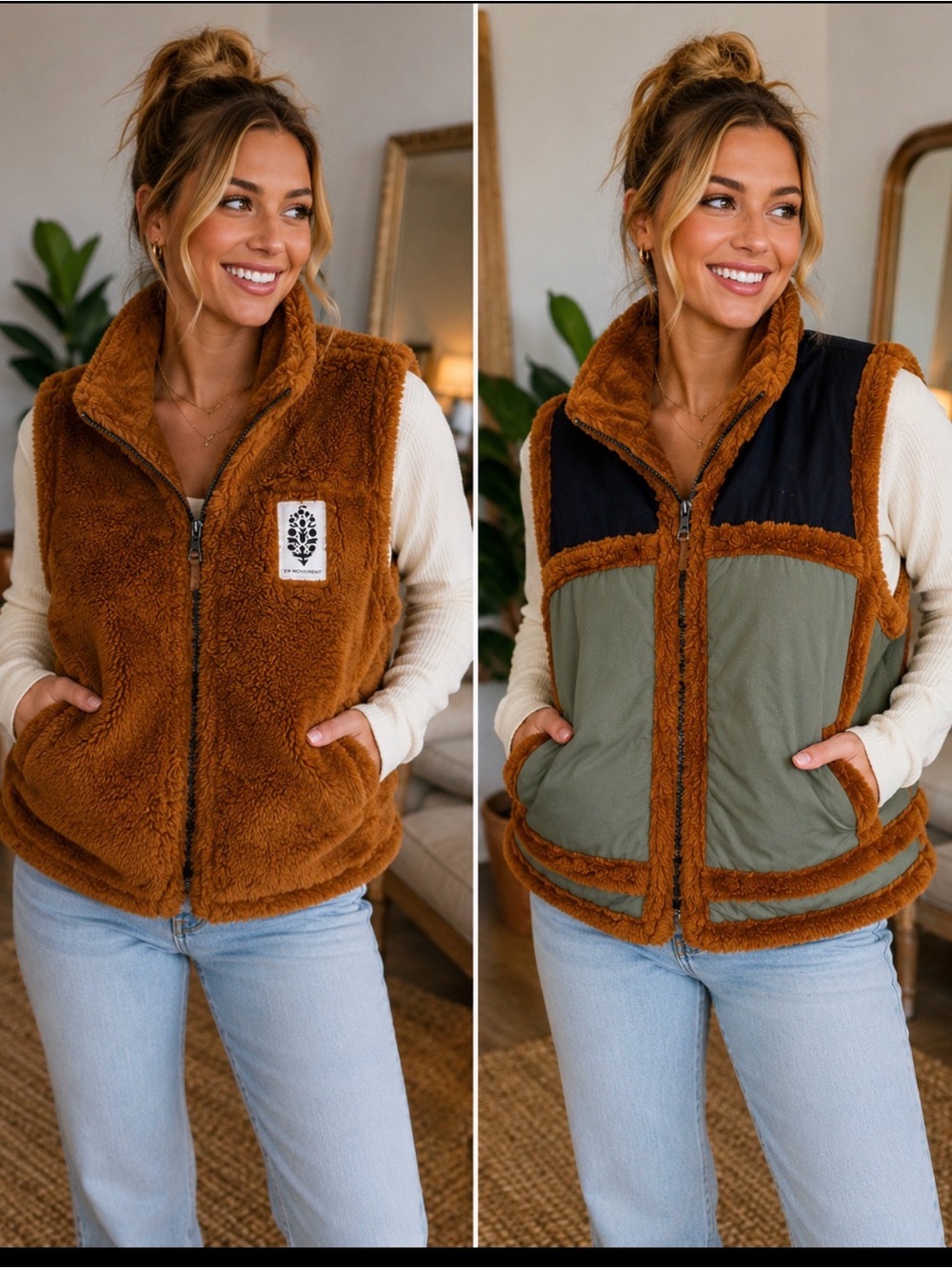 FP Movement Slope Seeker Reversible Fuzzy Vest XS NWT $128